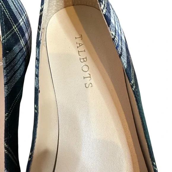 Talbots Navy Green Tartan Plaid Ballet Flats New | Size 11 - Picture 6 of 7